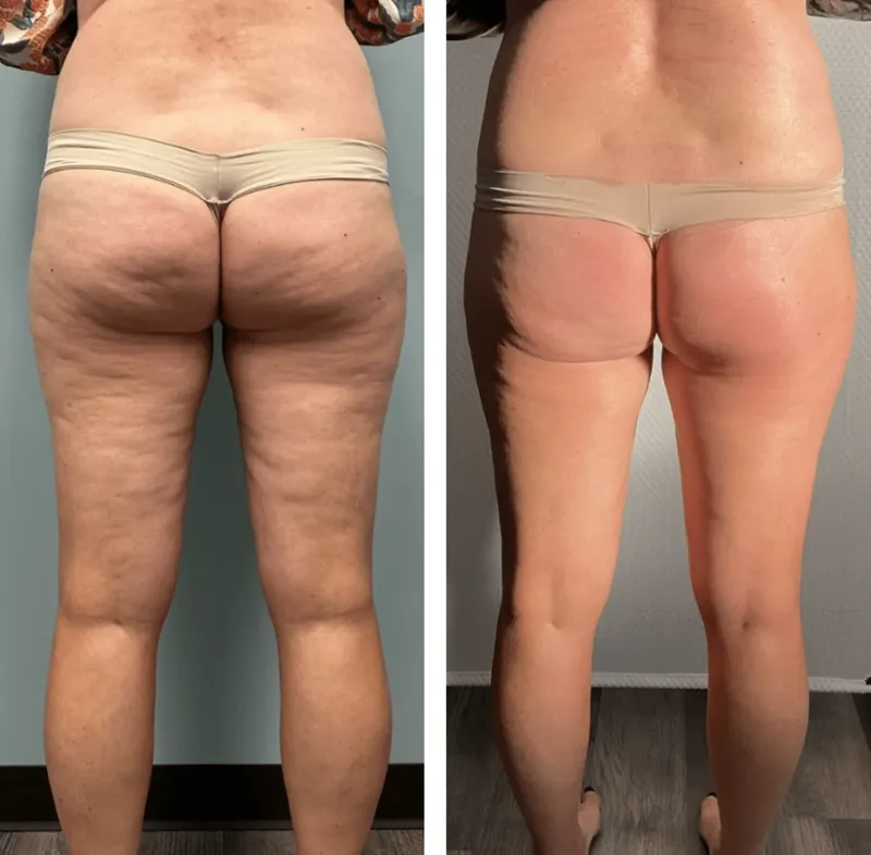 Before and after, thighs, device manufacturer photo